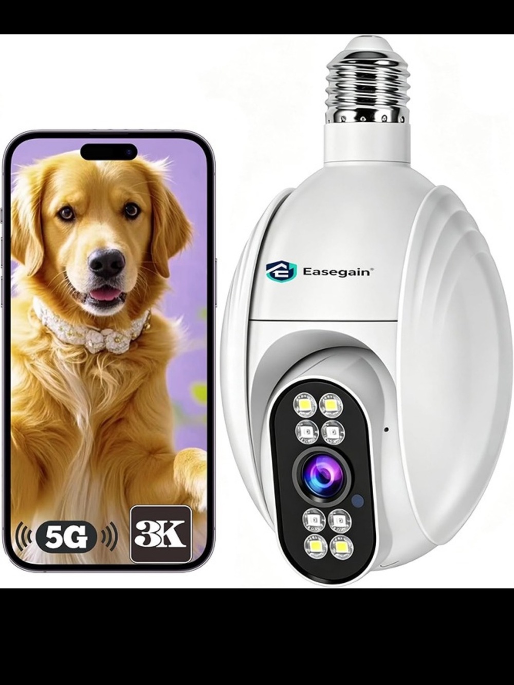 360°Light Bulb Camera,3K HD Light Bulb Security 5G& 2.4GHz Smart wireless NEW